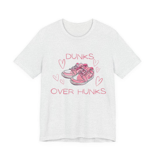 Dunks Over Hunks T-Shirt | Pink Sneaker Illustration, Heart Graphic