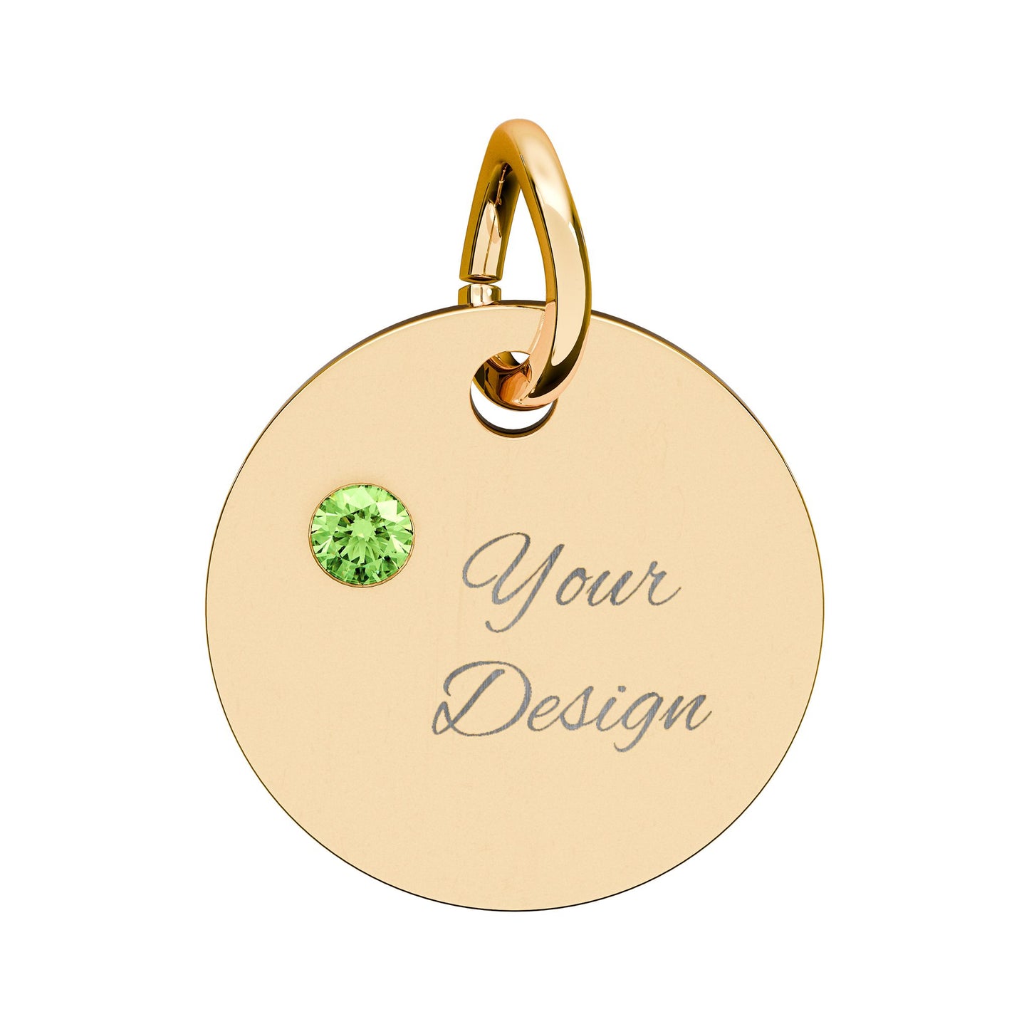 Engravable Birthstone Circle Charm — Personalized Jewelry Gift