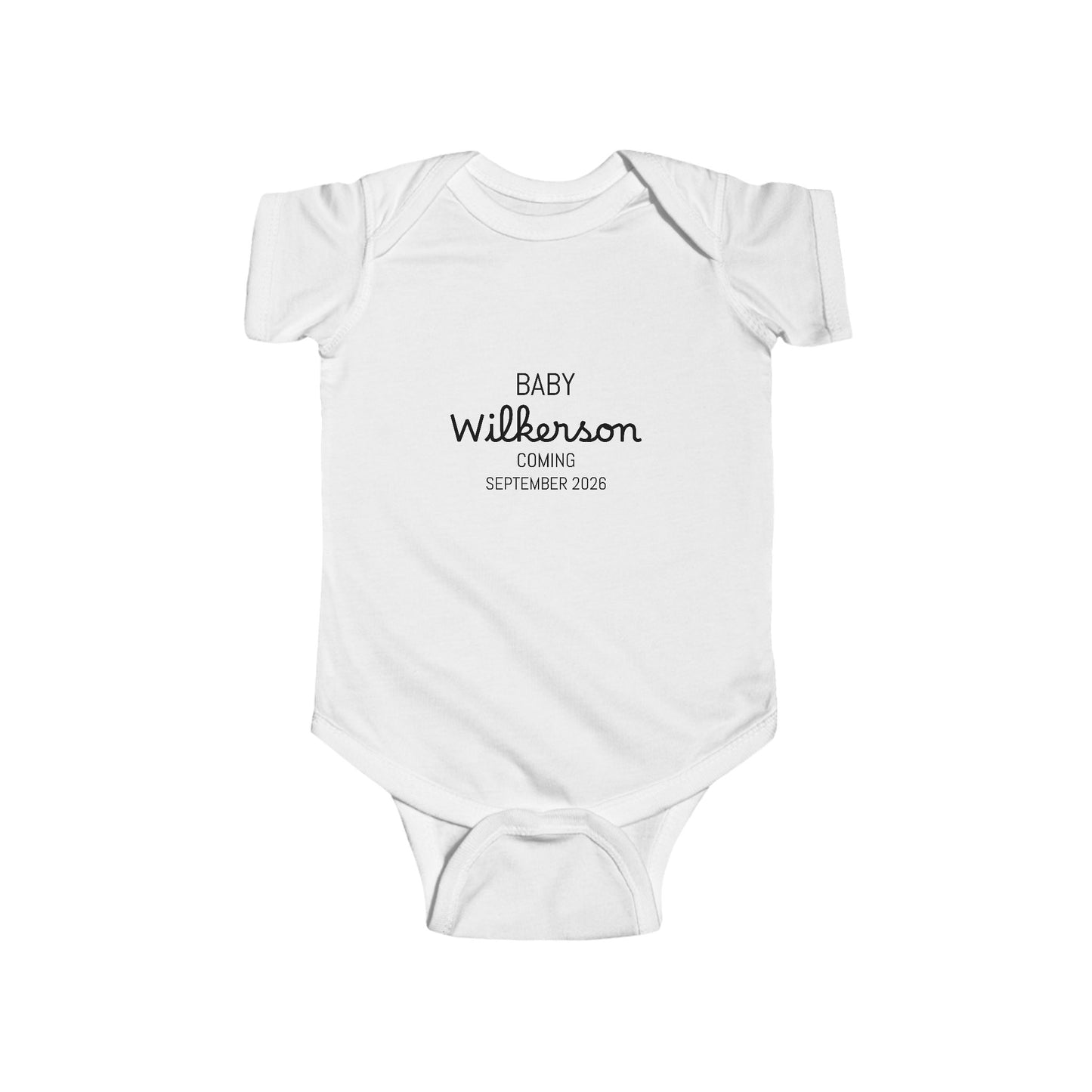 Personalized Baby Bodysuit - Custom Name Newborn Onesie ("Baby Wilkinson" Text)