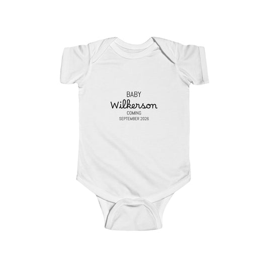 Personalized Baby Bodysuit - Custom Name Newborn Onesie ("Baby Wilkinson" Text)