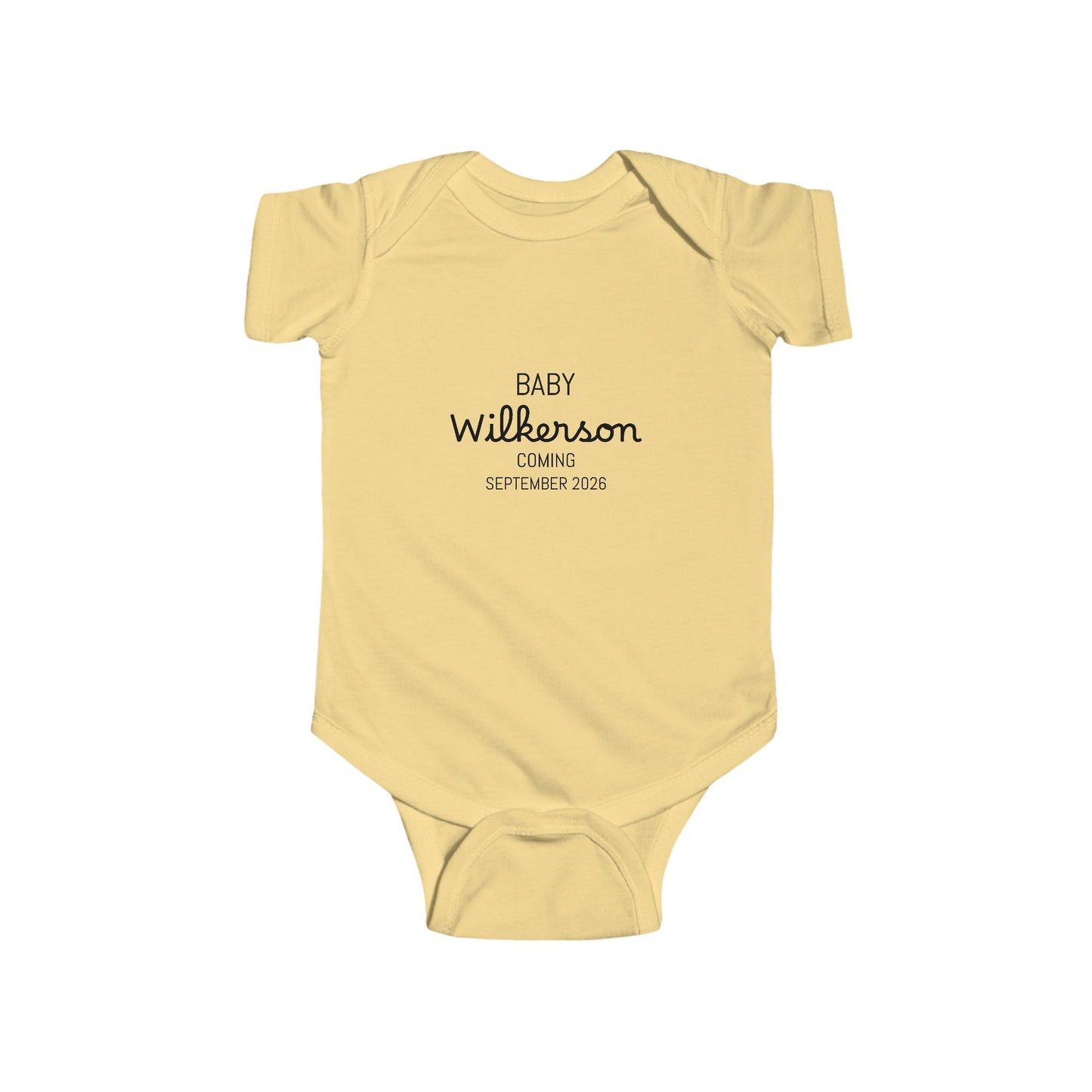 Personalized Baby Bodysuit - Custom Name Newborn Onesie ("Baby Wilkinson" Text)