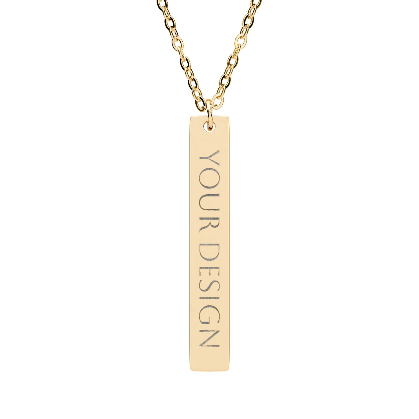 Engravable Vertical Bar Necklace — Personalized Vertical Name/Message Pendant