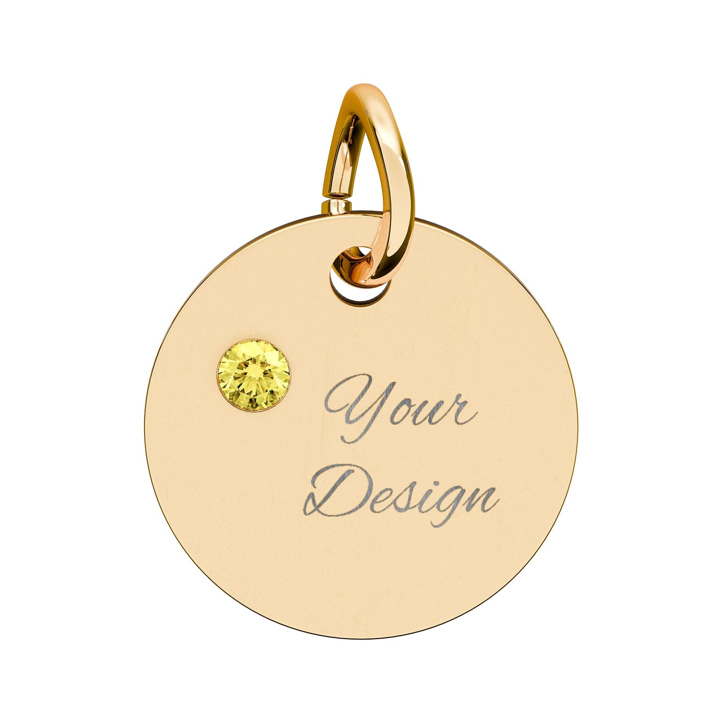 Engravable Birthstone Circle Charm — Personalized Jewelry Gift