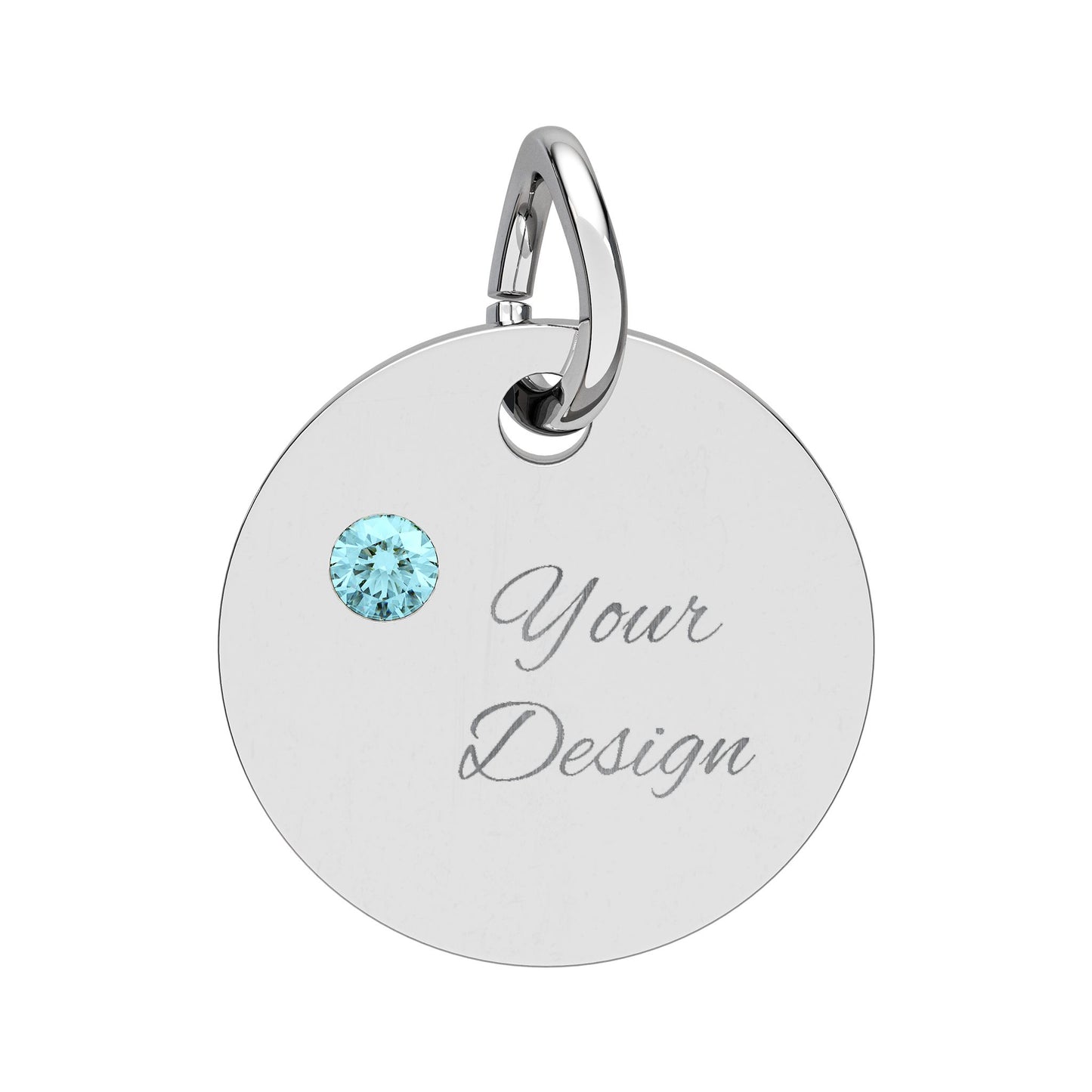 Engravable Birthstone Circle Charm — Personalized Jewelry Gift