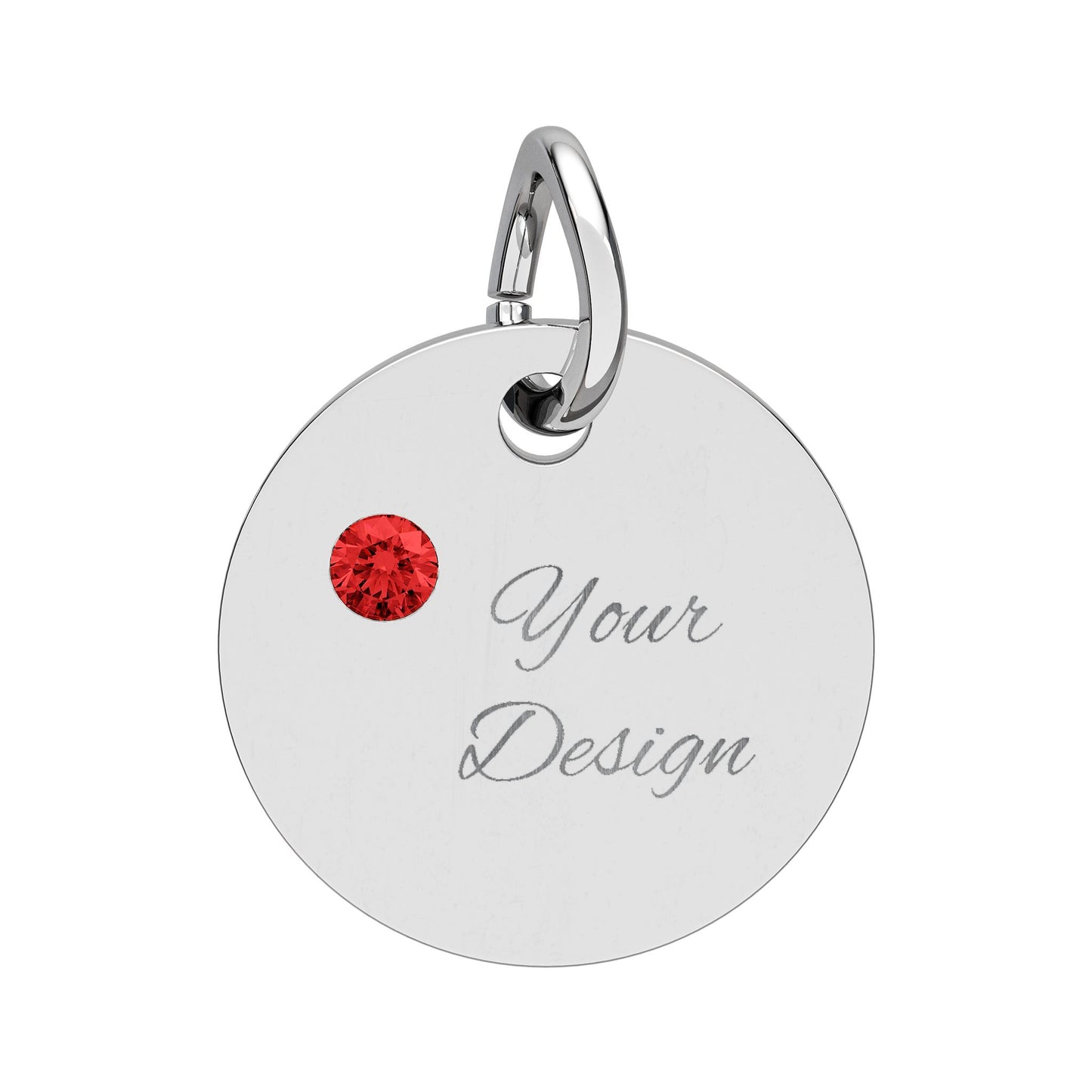 Engravable Birthstone Circle Charm — Personalized Jewelry Gift