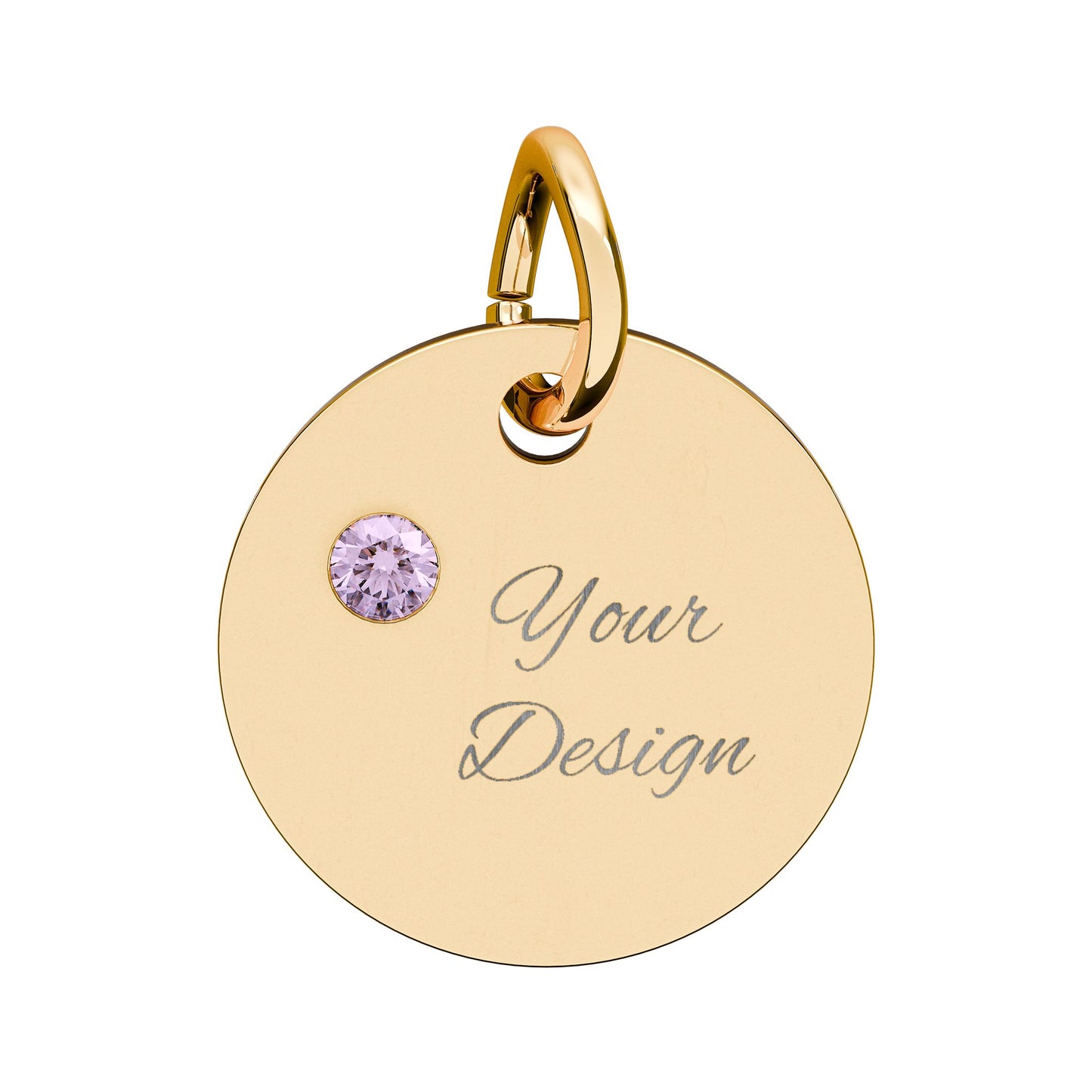 Engravable Birthstone Circle Charm — Personalized Jewelry Gift