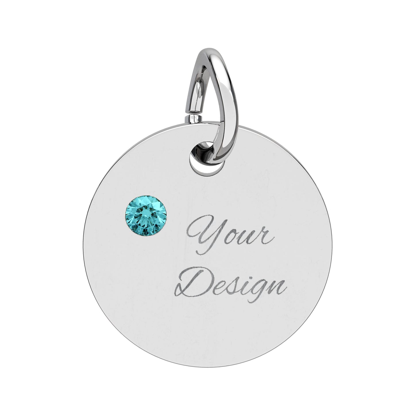 Engravable Birthstone Circle Charm — Personalized Jewelry Gift
