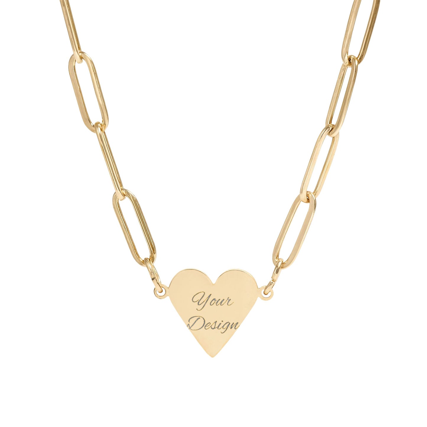 Engravable Paperclip Heart Necklace – Personalized Dainty Heart Pendant