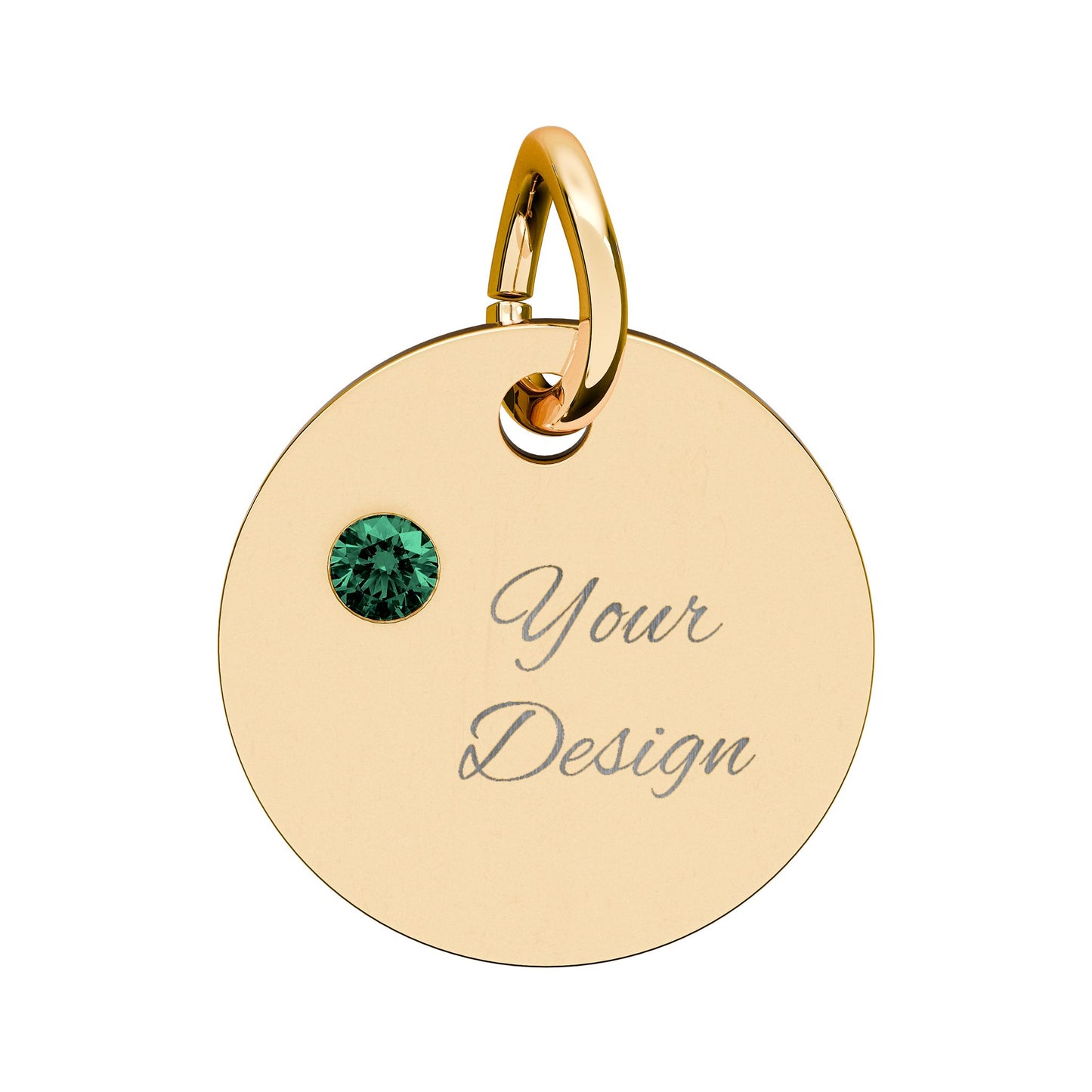 Engravable Birthstone Circle Charm — Personalized Jewelry Gift