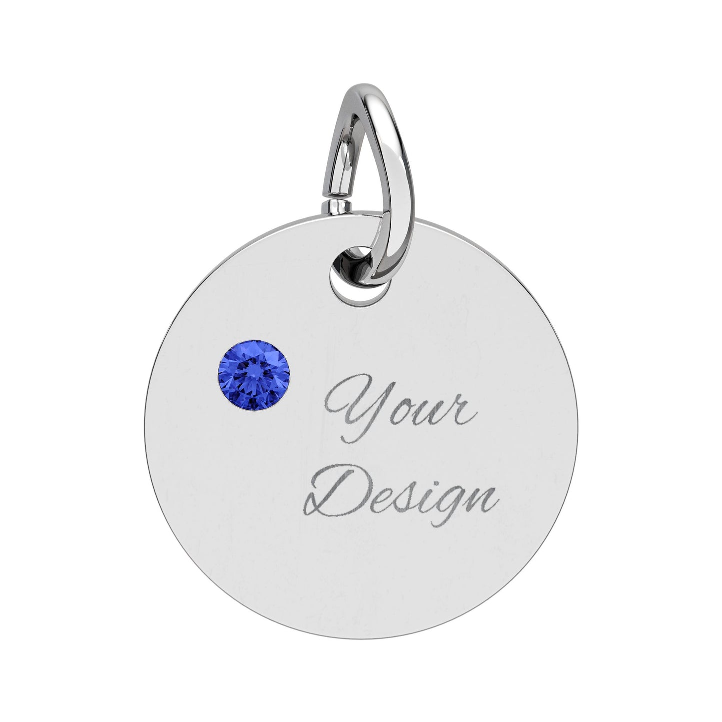 Engravable Birthstone Circle Charm — Personalized Jewelry Gift