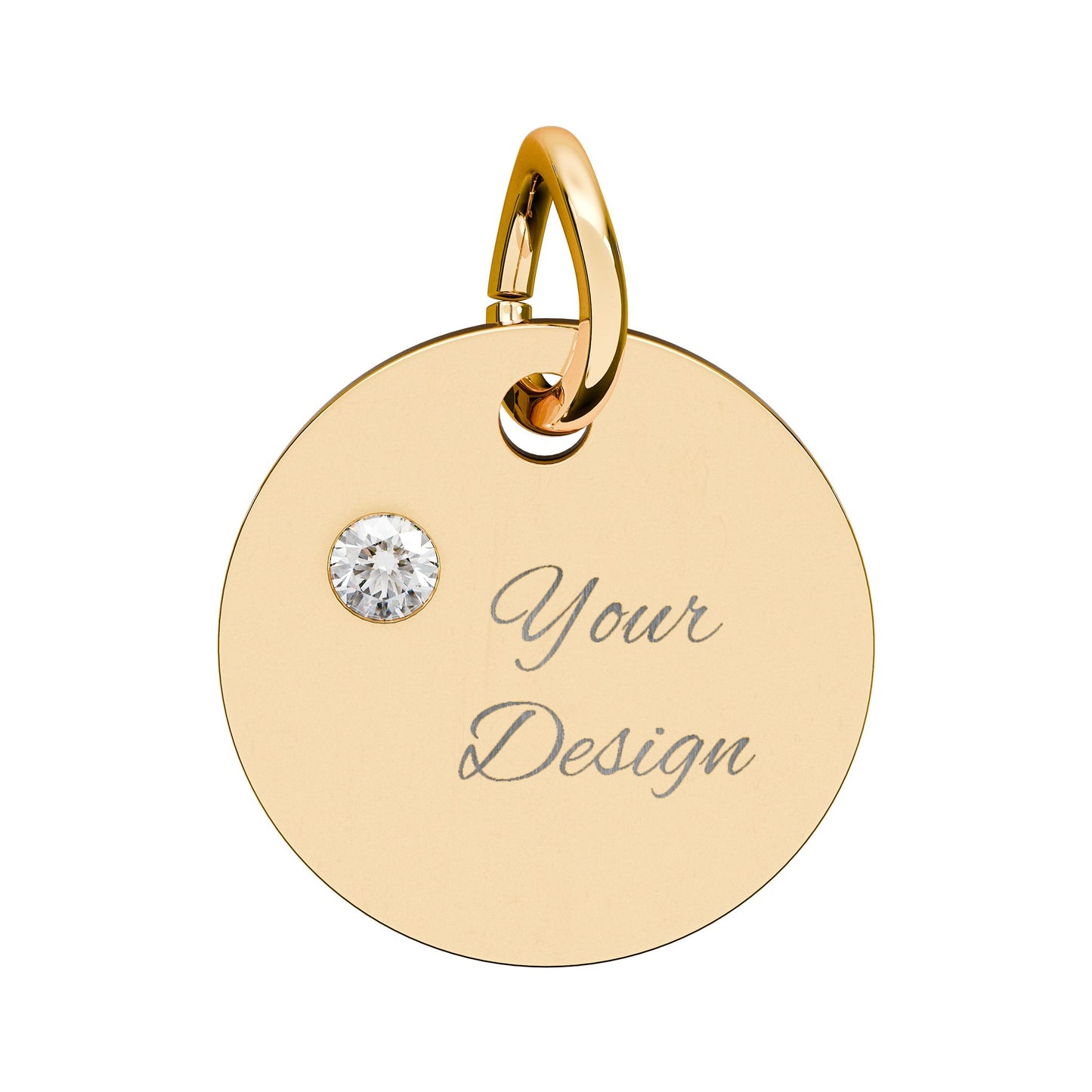 Engravable Birthstone Circle Charm — Personalized Jewelry Gift