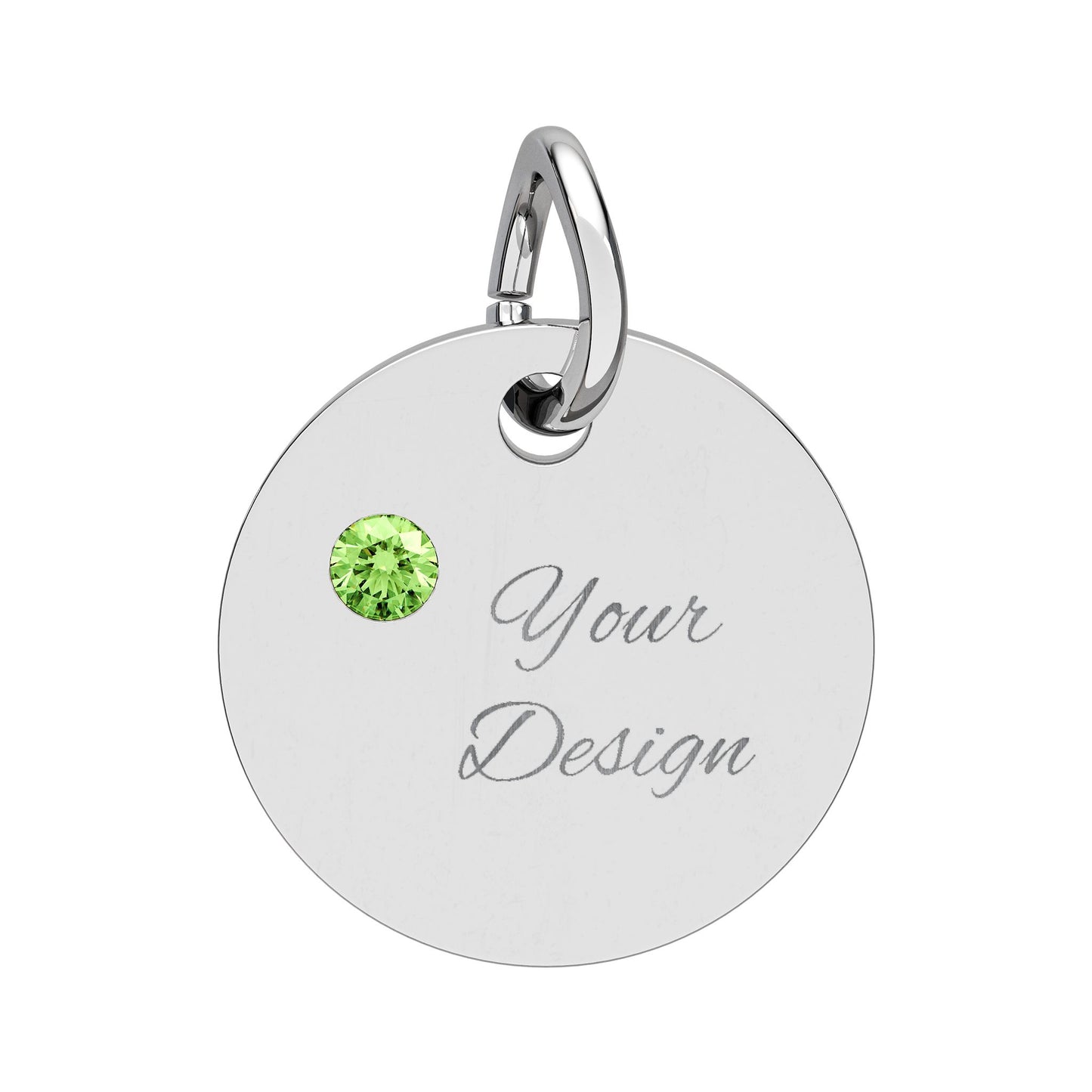 Engravable Birthstone Circle Charm — Personalized Jewelry Gift