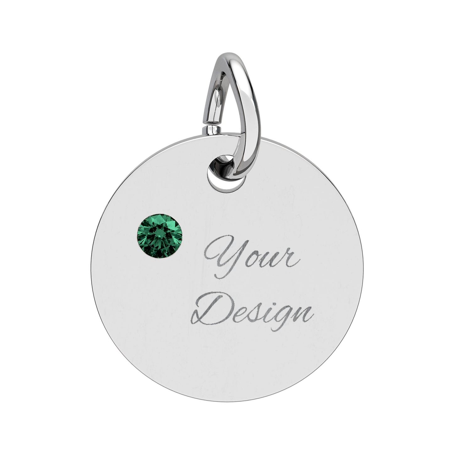 Engravable Birthstone Circle Charm — Personalized Jewelry Gift