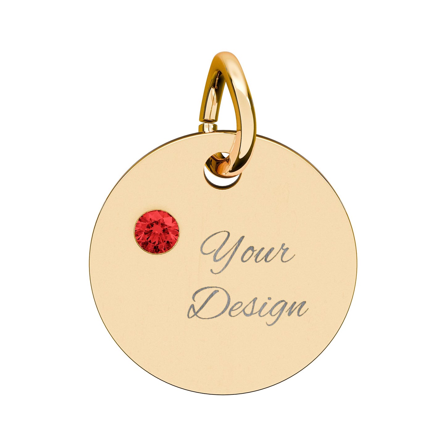 Engravable Birthstone Circle Charm — Personalized Jewelry Gift