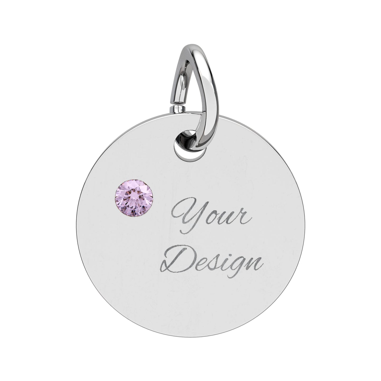 Engravable Birthstone Circle Charm — Personalized Jewelry Gift