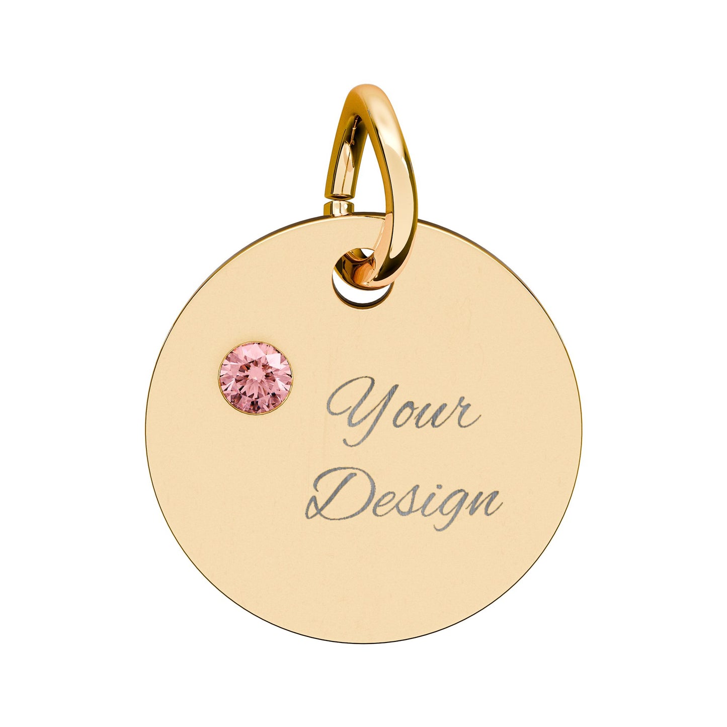 Engravable Birthstone Circle Charm — Personalized Jewelry Gift