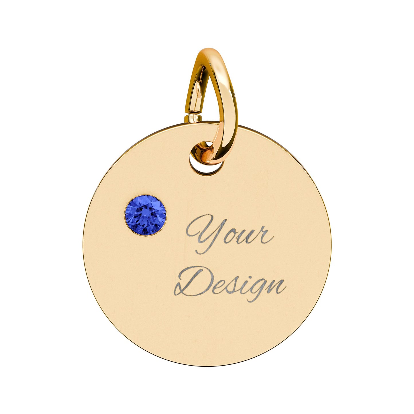 Engravable Birthstone Circle Charm — Personalized Jewelry Gift