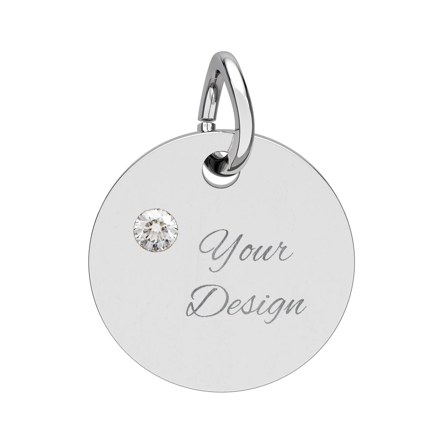 Engravable Birthstone Circle Charm — Personalized Jewelry Gift