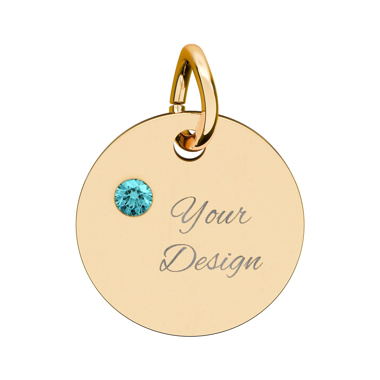 Engravable Birthstone Circle Charm — Personalized Jewelry Gift