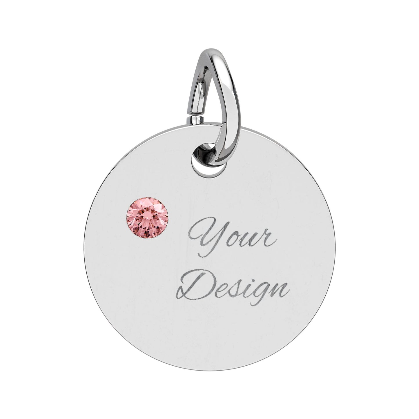 Engravable Birthstone Circle Charm — Personalized Jewelry Gift