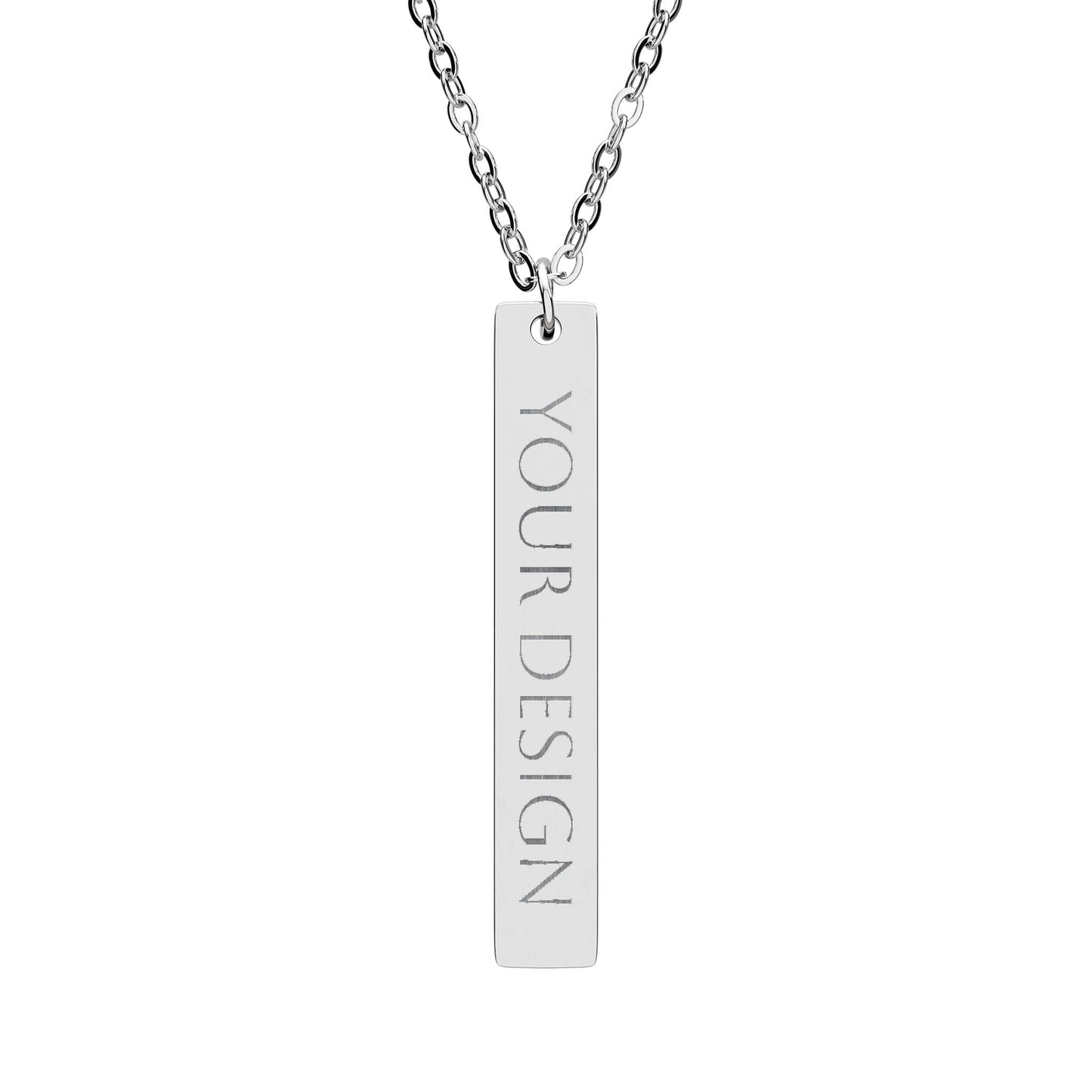 Engravable Vertical Bar Necklace — Personalized Vertical Name/Message Pendant