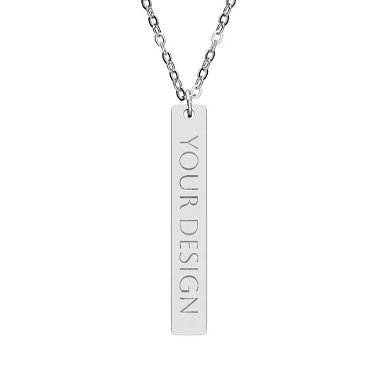 Engravable Vertical Bar Necklace — Personalized Vertical Name/Message Pendant