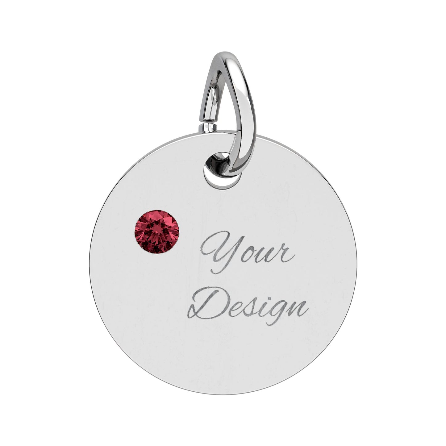 Engravable Birthstone Circle Charm — Personalized Jewelry Gift
