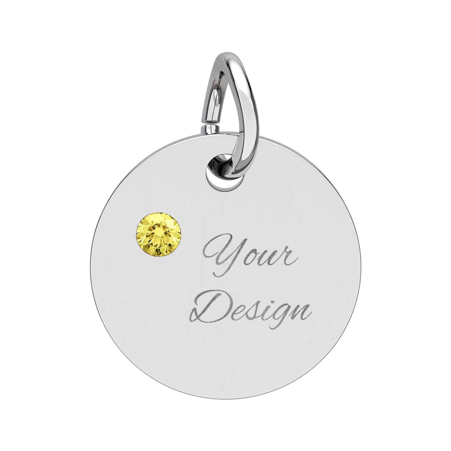 Engravable Birthstone Circle Charm — Personalized Jewelry Gift