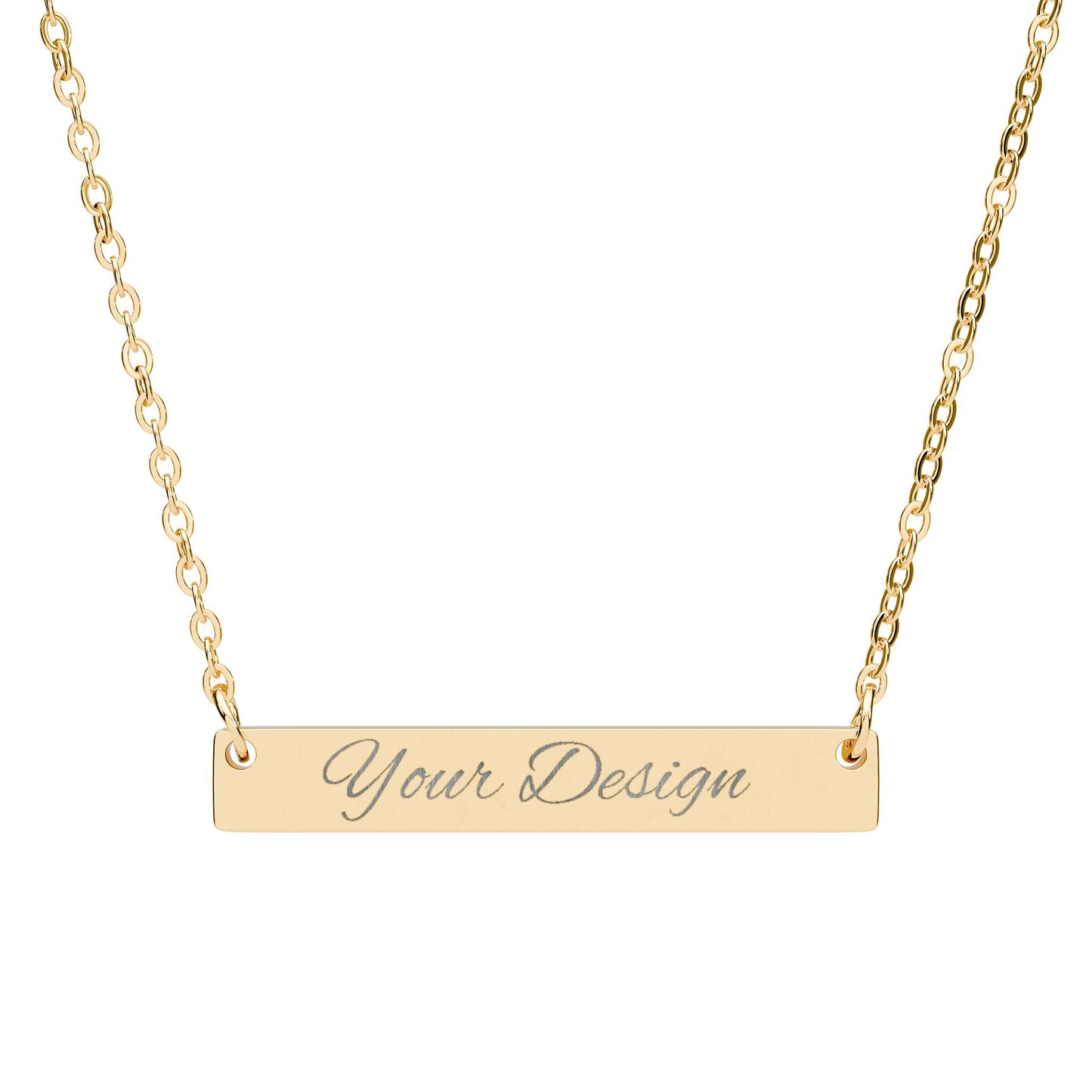 Engravable Horizontal Bar Necklace — Personalized Nameplate Pendant (Sterling Silver or Rose Gold)