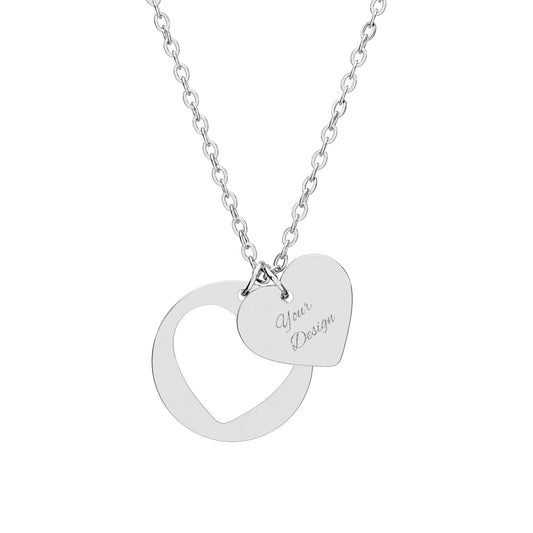 Engravable Heart Cutout Necklace — Personalized Heart Pendant