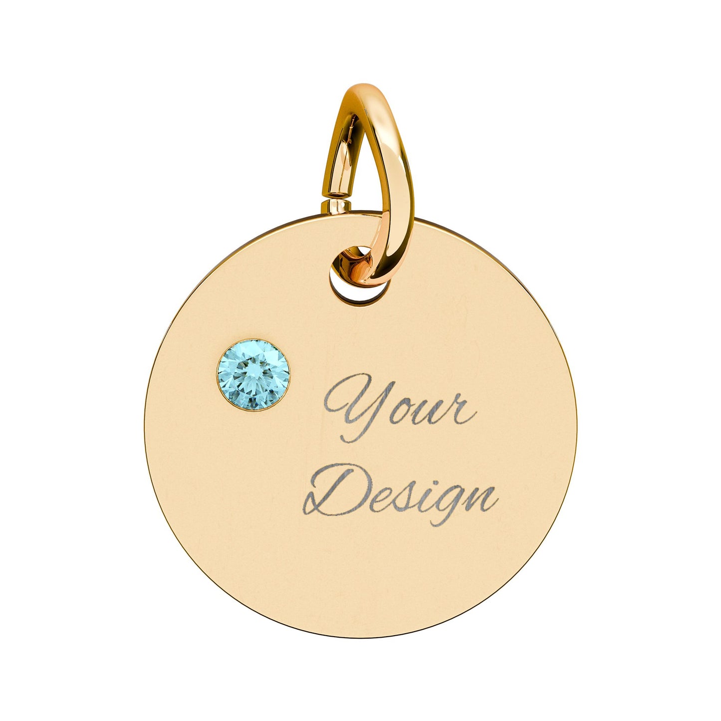 Engravable Birthstone Circle Charm — Personalized Jewelry Gift