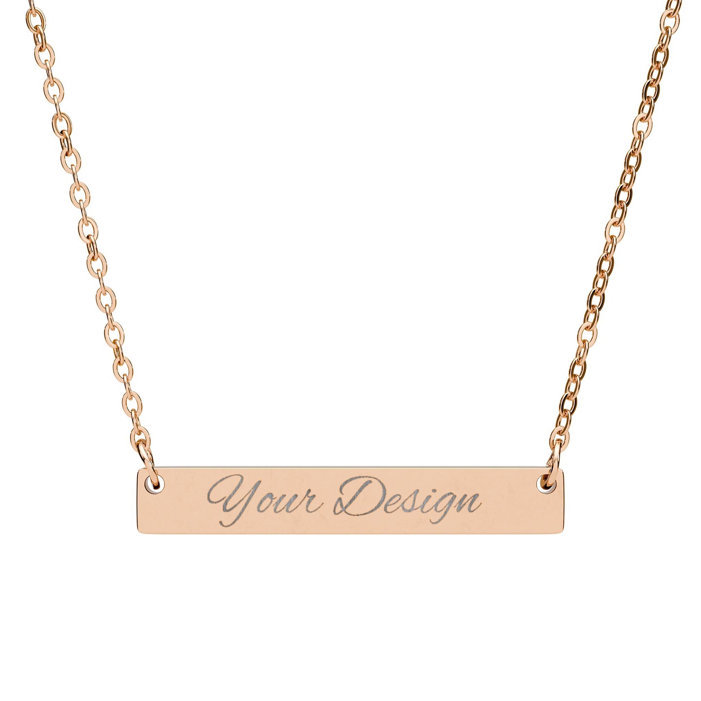 Engravable Horizontal Bar Necklace — Personalized Nameplate Pendant (Sterling Silver or Rose Gold)