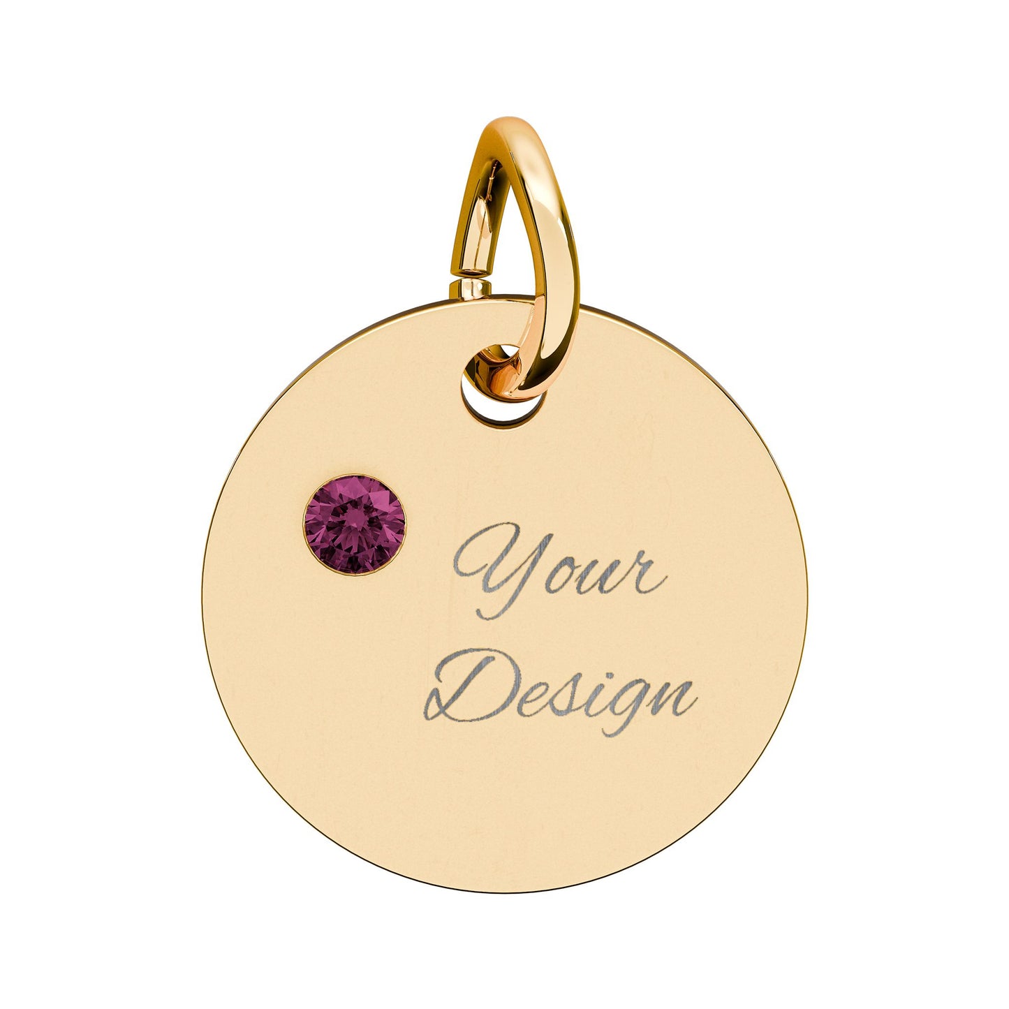 Engravable Birthstone Circle Charm — Personalized Jewelry Gift