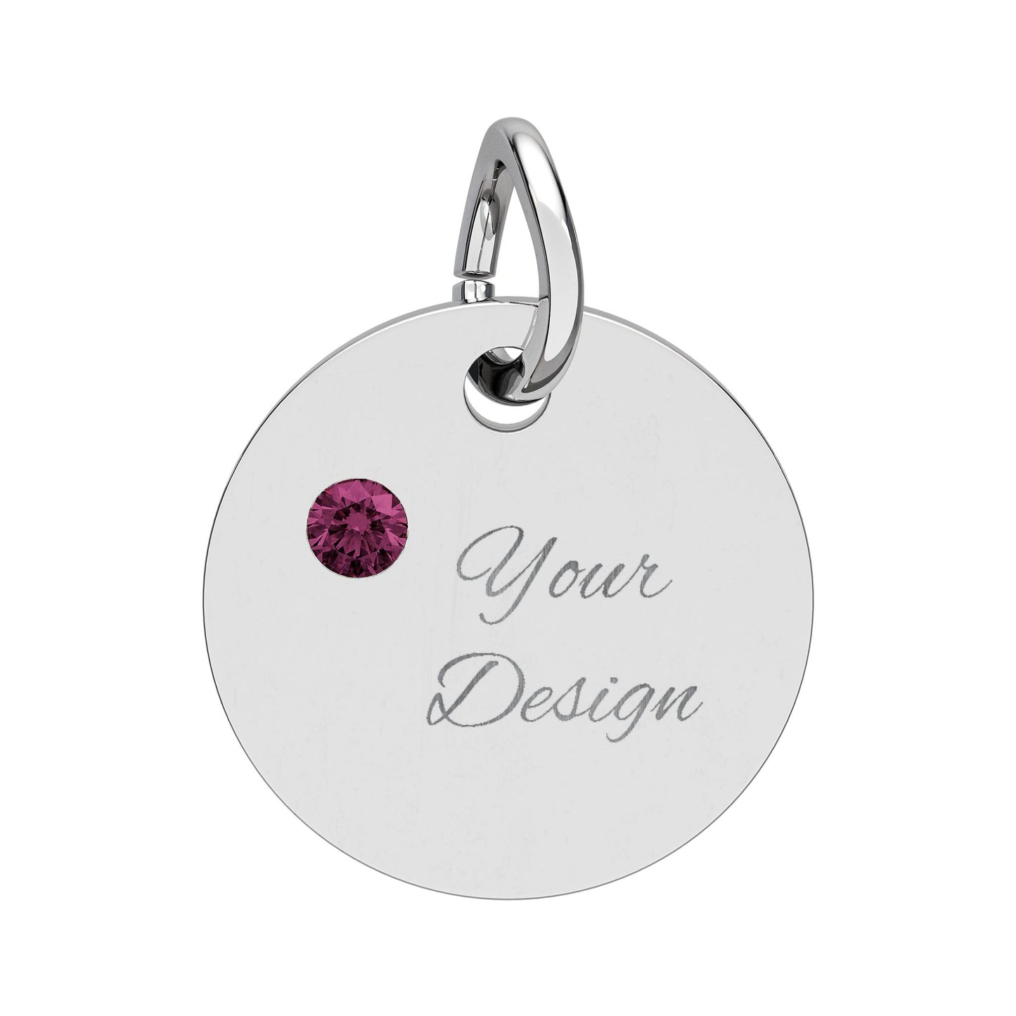Engravable Birthstone Circle Charm — Personalized Jewelry Gift