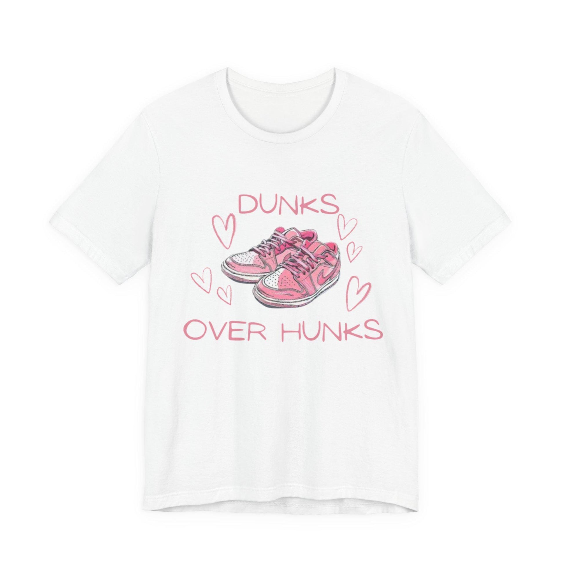 Dunks Over Hunks T-Shirt | Pink Sneaker Illustration, Heart Graphic