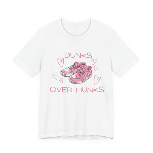 Dunks Over Hunks T-Shirt | Pink Sneaker Illustration, Heart Graphic