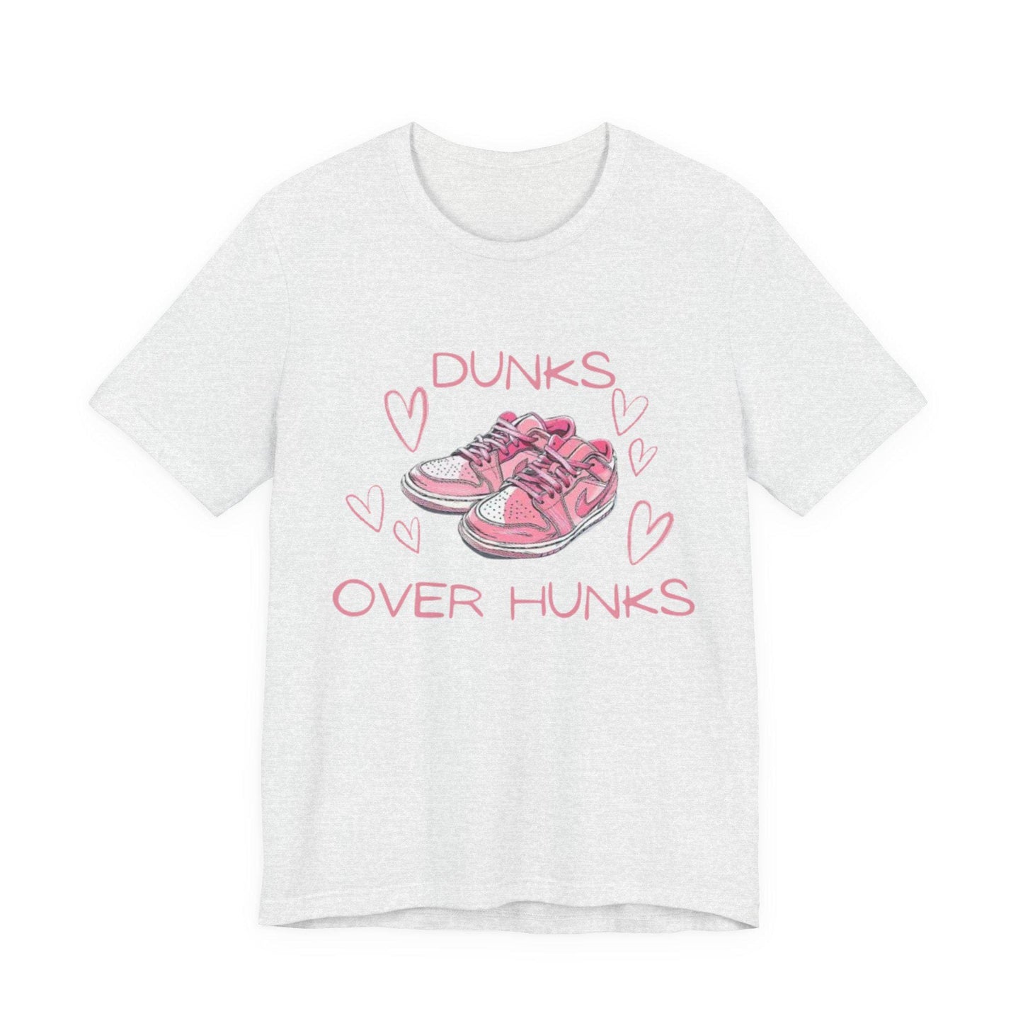 Dunks Over Hunks T-Shirt | Pink Sneaker Illustration, Heart Graphic