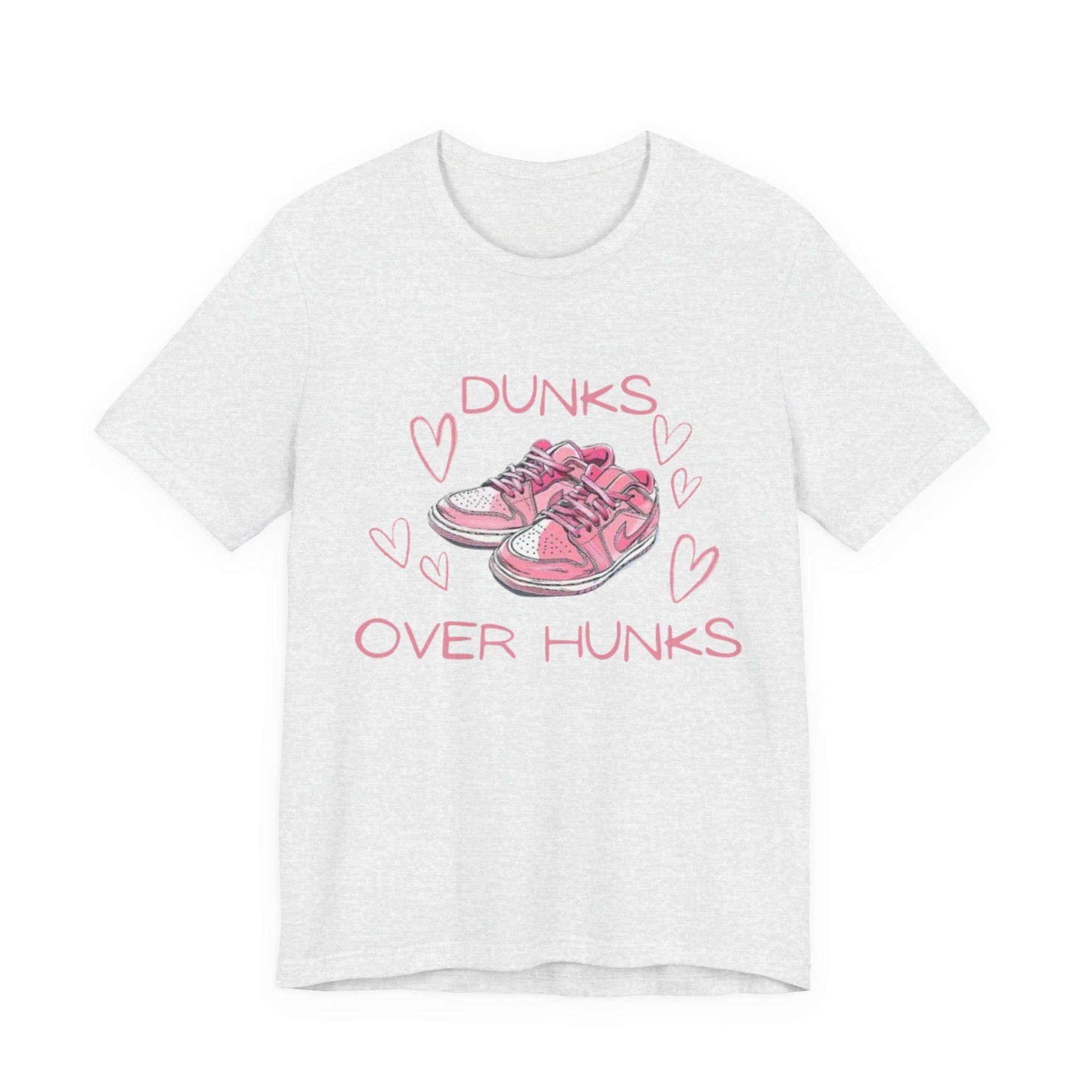 Dunks Over Hunks T-Shirt | Pink Sneaker Illustration, Heart Graphic
