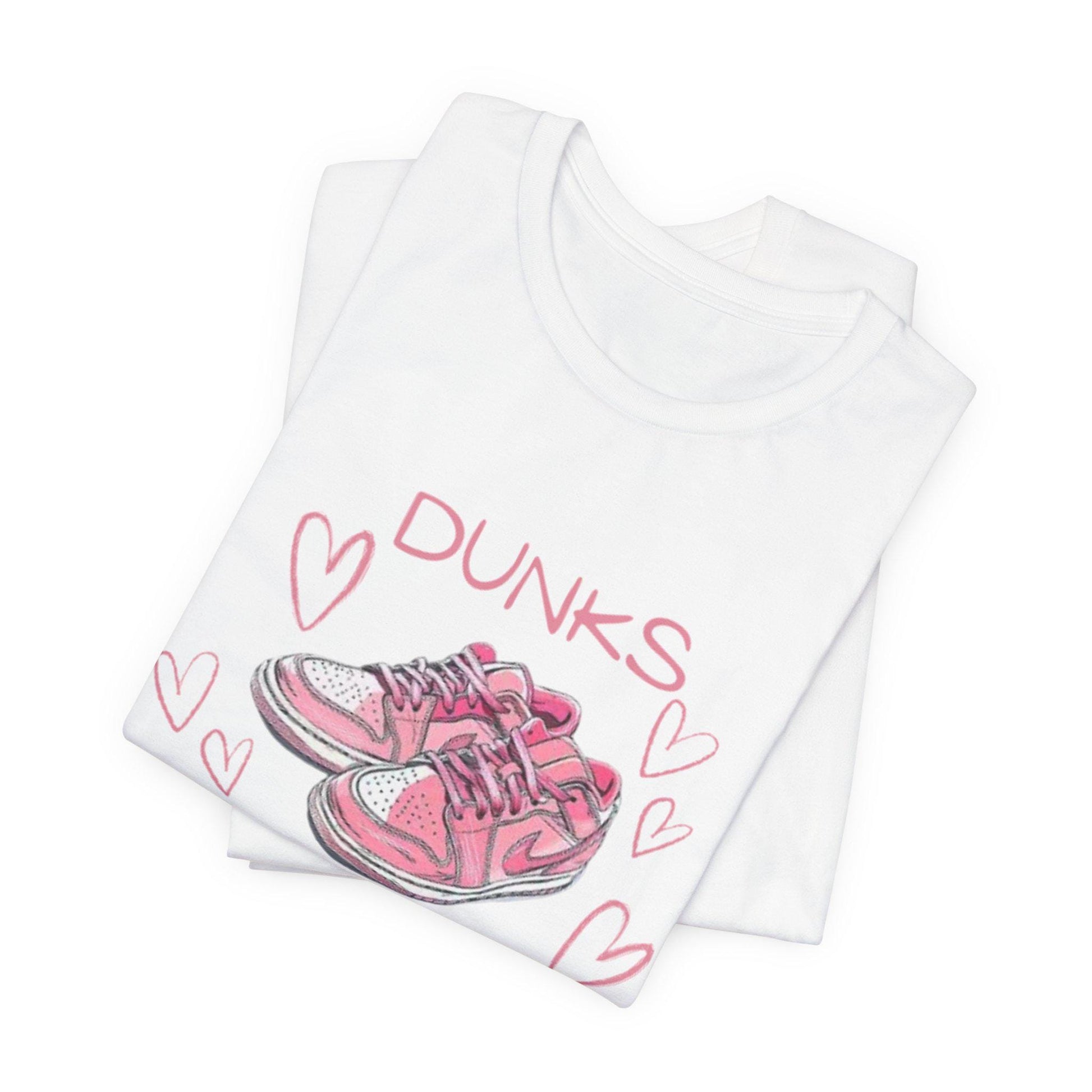 Dunks Over Hunks T-Shirt | Pink Sneaker Illustration, Heart Graphic