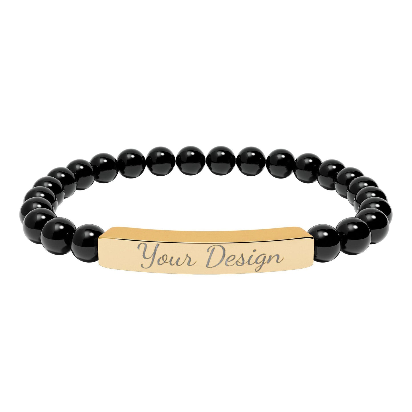 Engravable Natural Stone Bar Bracelet | Stretch Bead Bracelet