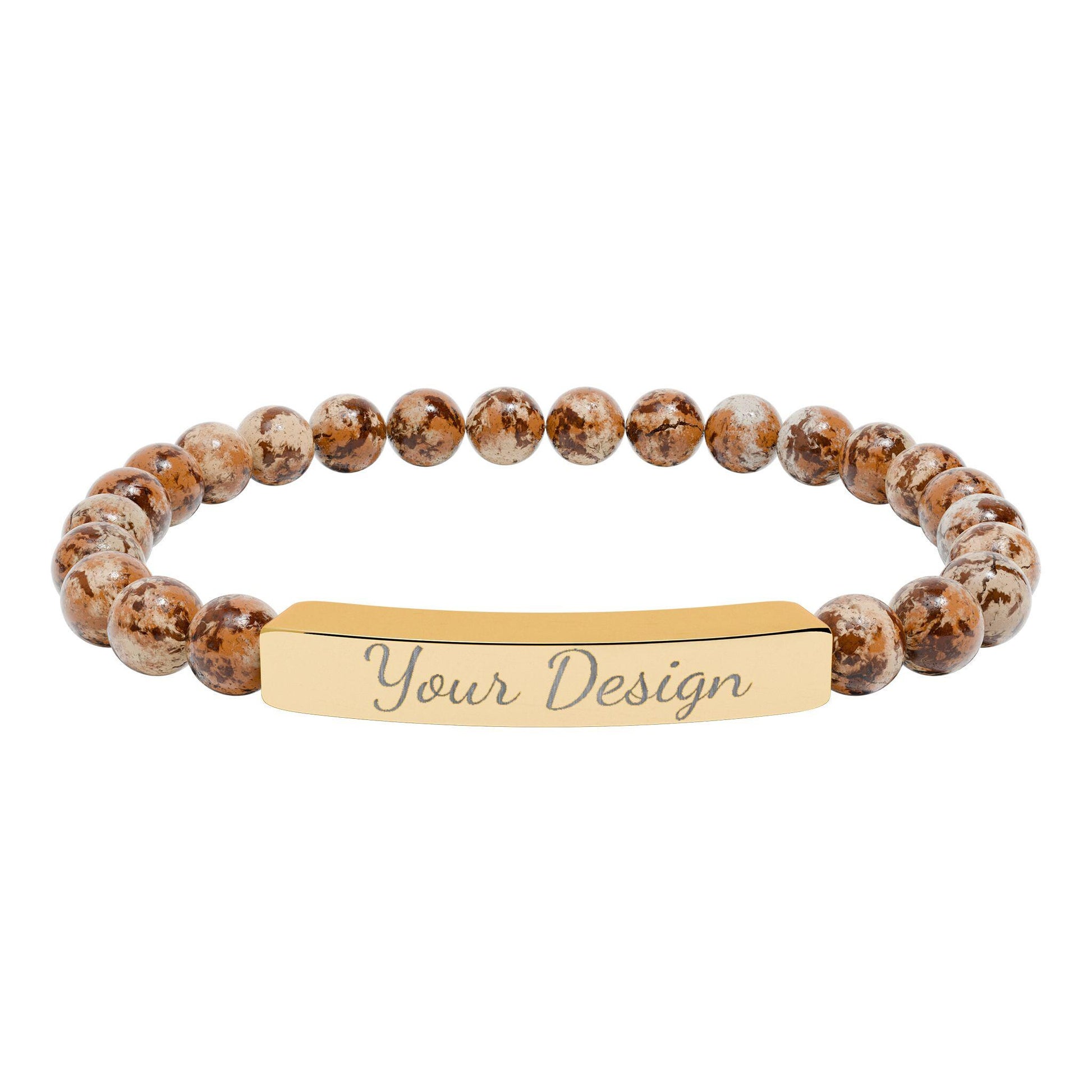 Engravable Natural Stone Bar Bracelet | Stretch Bead Bracelet
