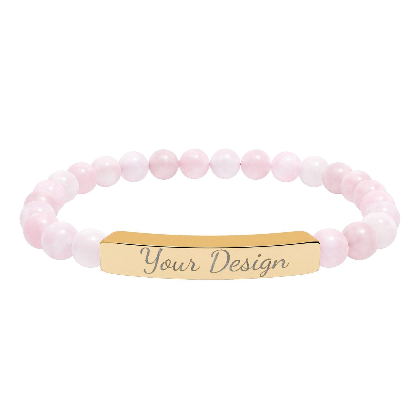 Engravable Natural Stone Bar Bracelet | Stretch Bead Bracelet