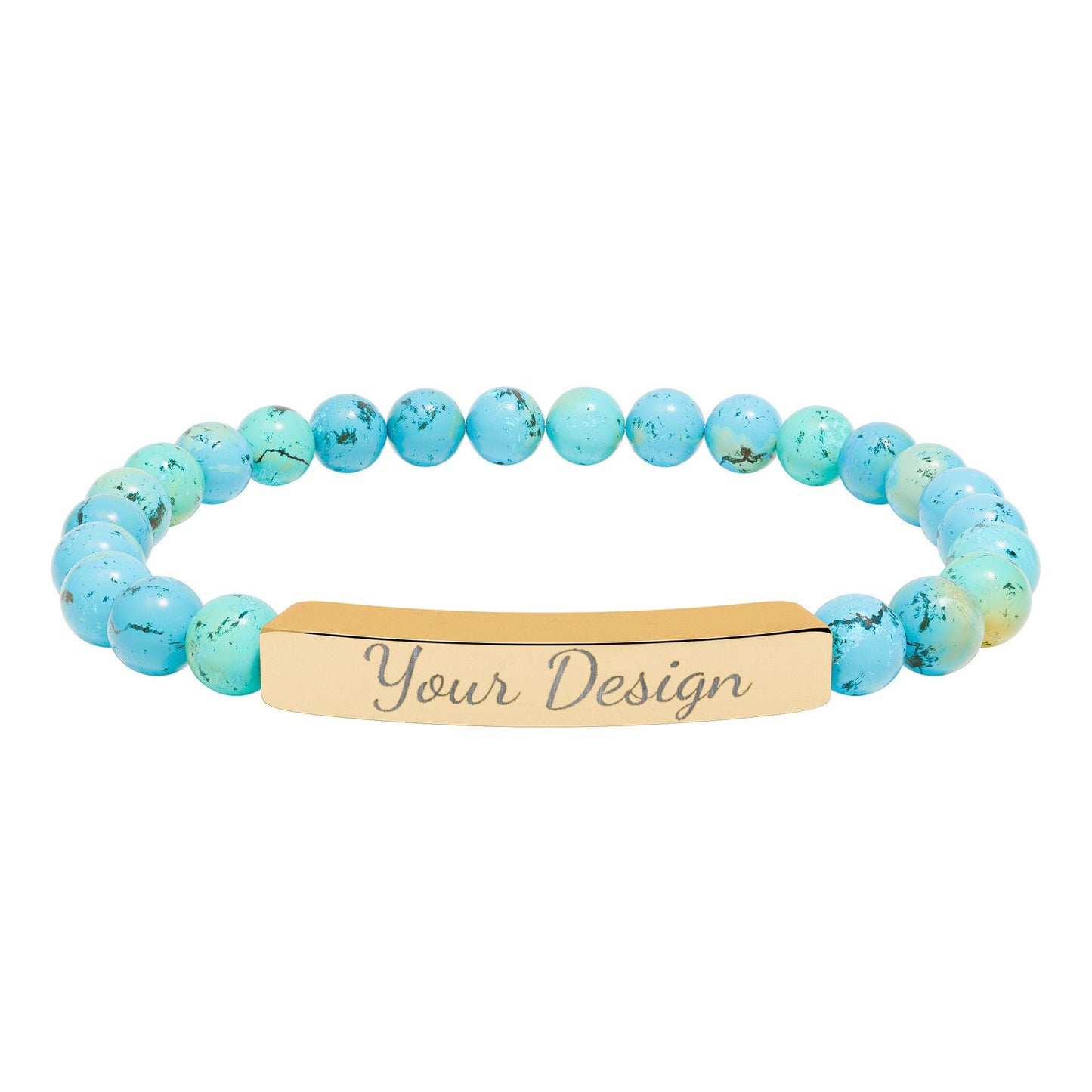 Engravable Natural Stone Bar Bracelet | Stretch Bead Bracelet
