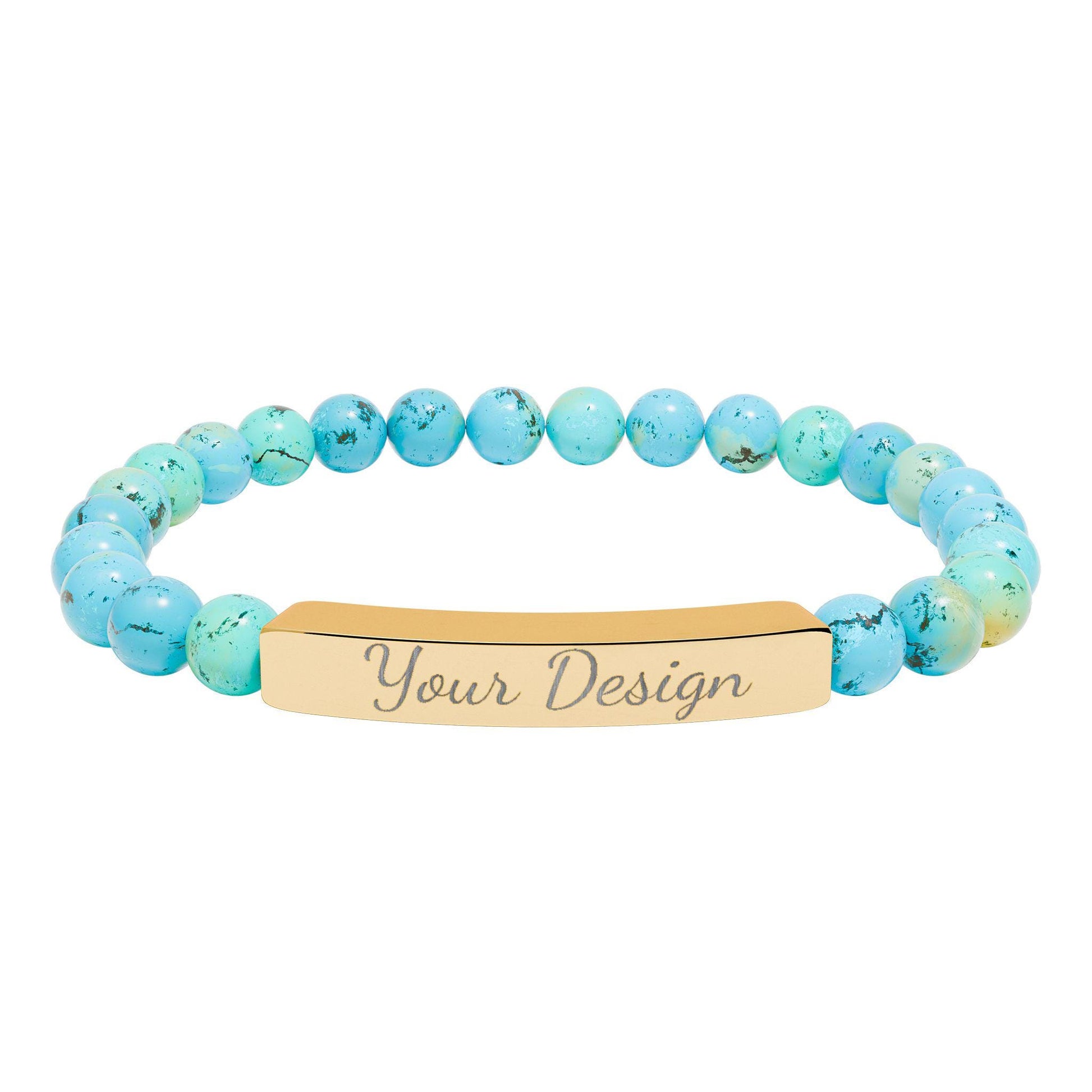 Engravable Natural Stone Bar Bracelet | Stretch Bead Bracelet