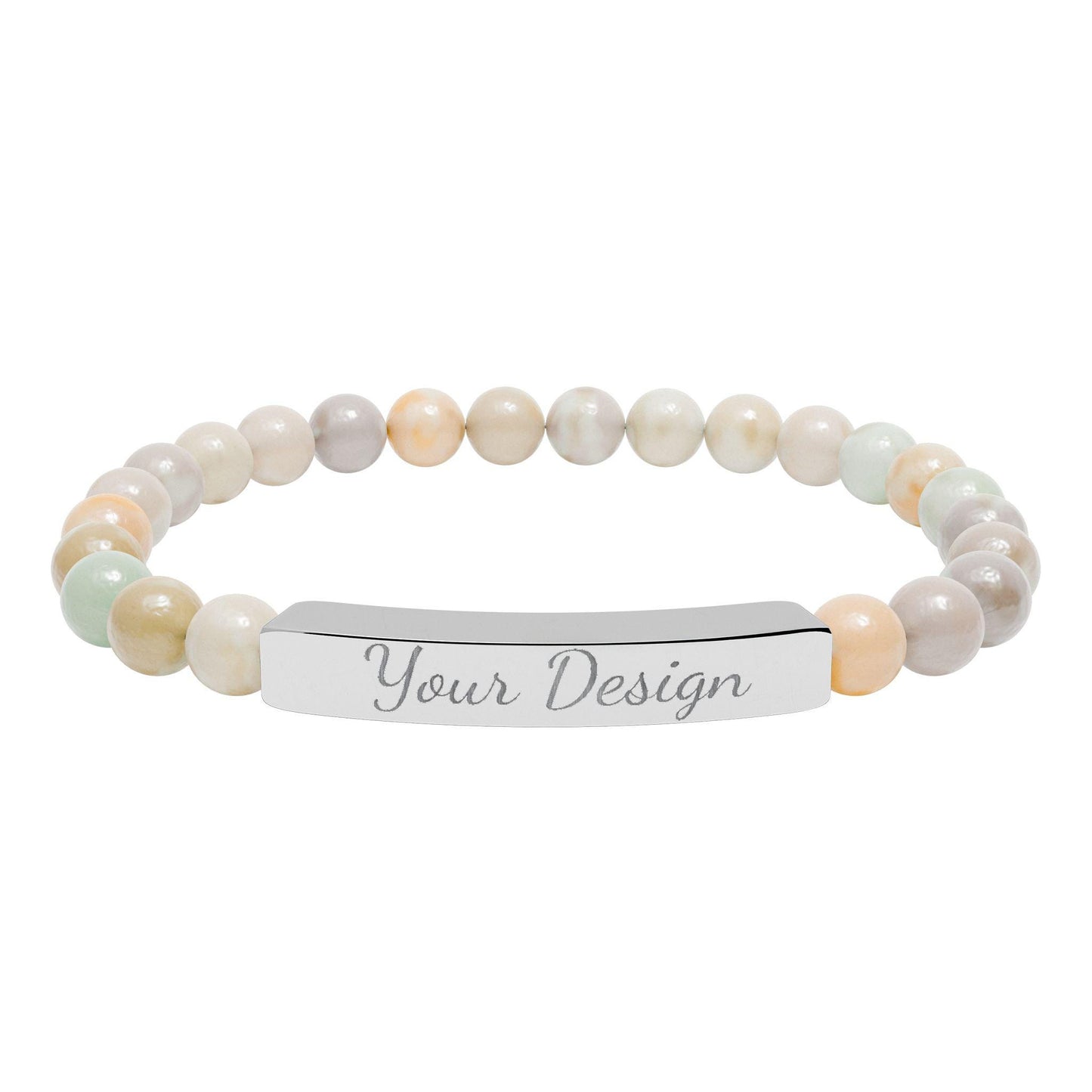 Engravable Natural Stone Bar Bracelet | Stretch Bead Bracelet