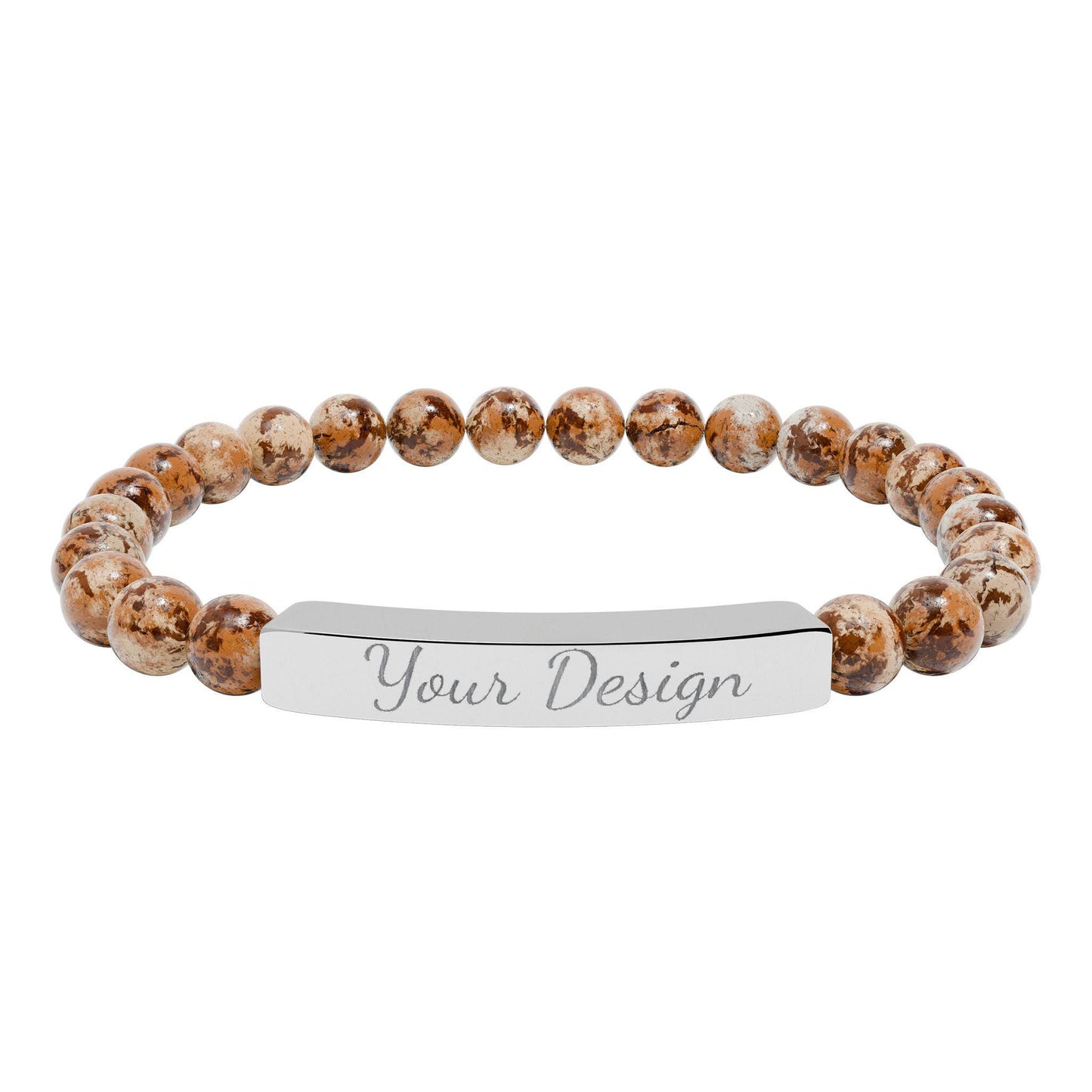 Engravable Natural Stone Bar Bracelet | Stretch Bead Bracelet