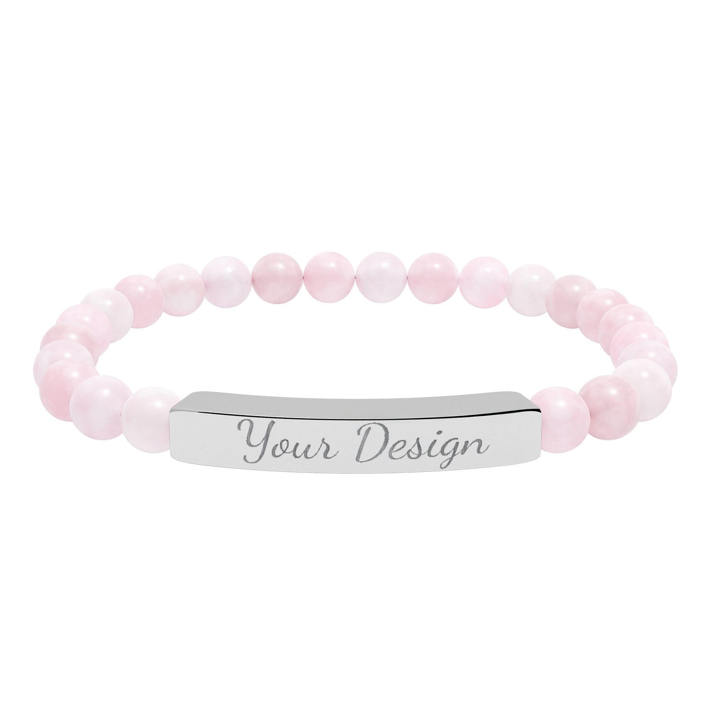 Engravable Natural Stone Bar Bracelet | Stretch Bead Bracelet