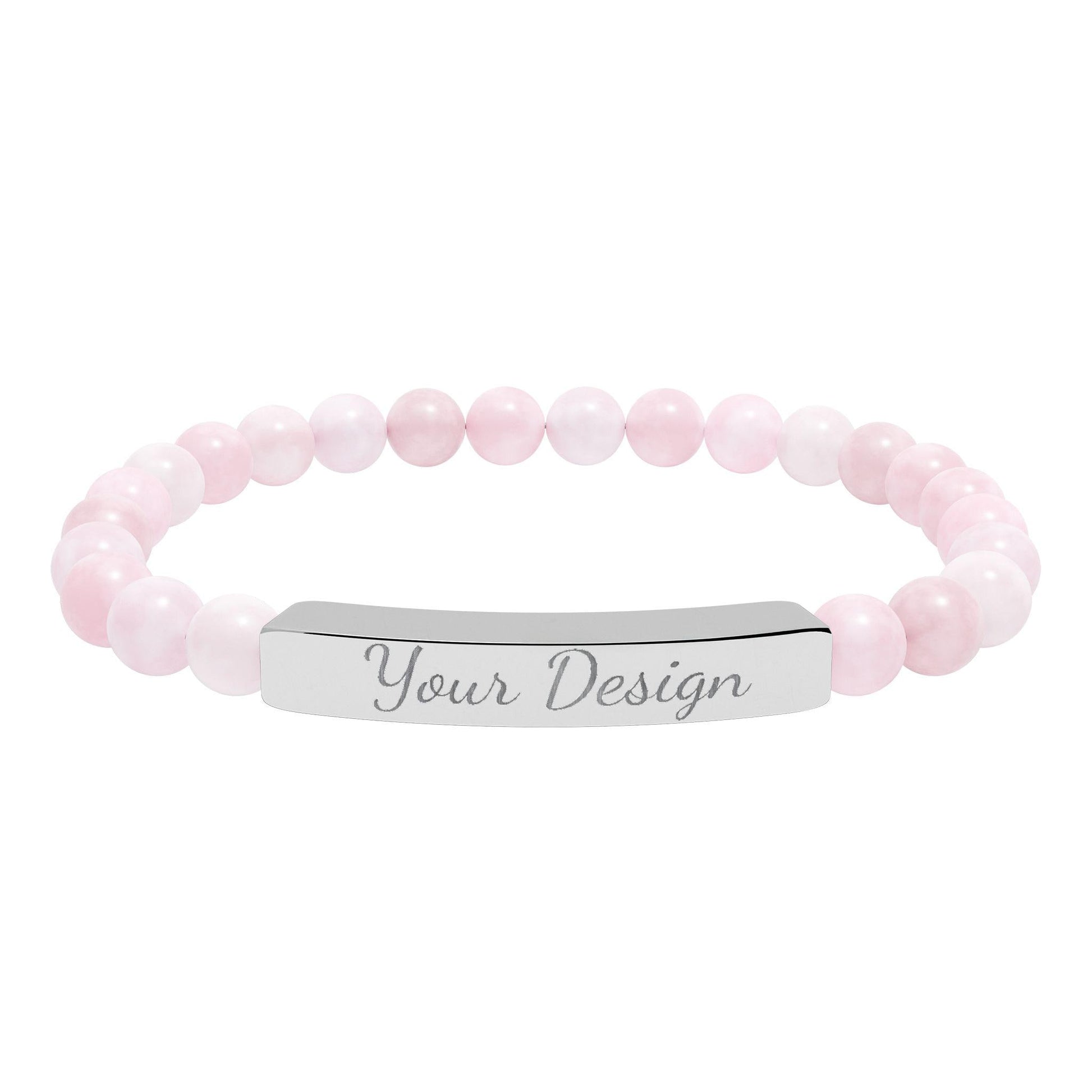 Engravable Natural Stone Bar Bracelet | Stretch Bead Bracelet