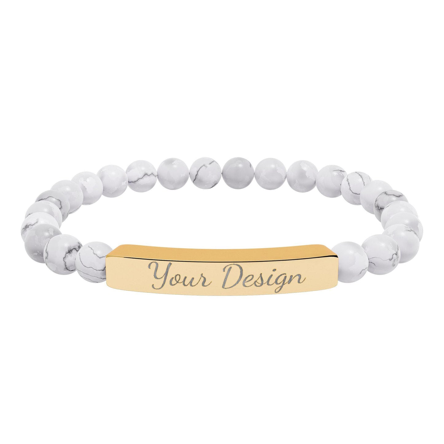 Engravable Natural Stone Bar Bracelet | Stretch Bead Bracelet