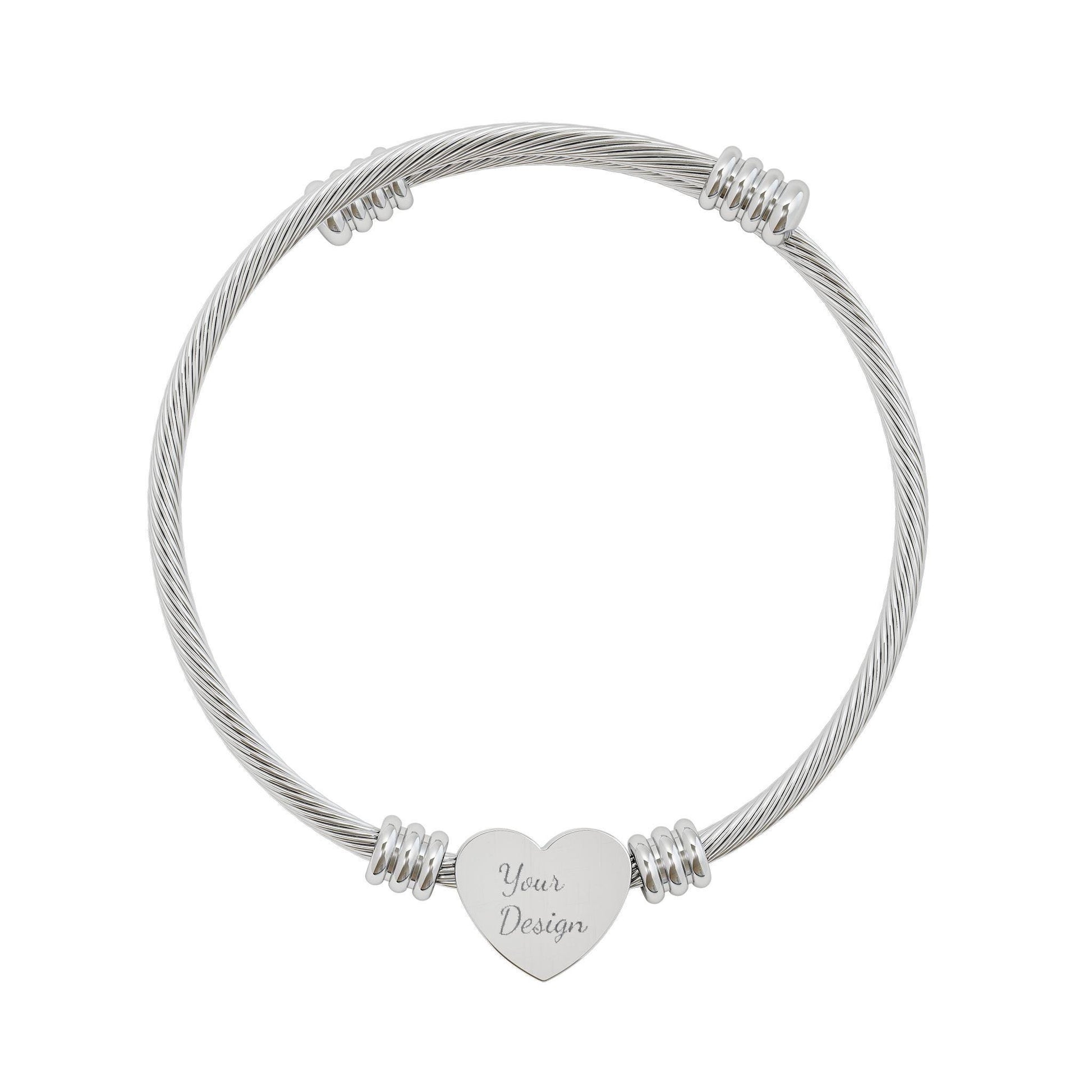 Engraved Heart Cuff Bracelet | Personalized Heart Engraving Bracelet